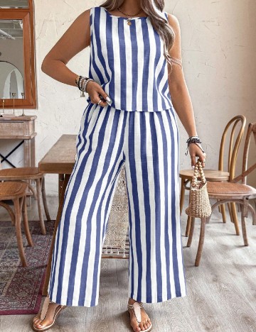 Compleu SHEIN CURVE, albastru/alb