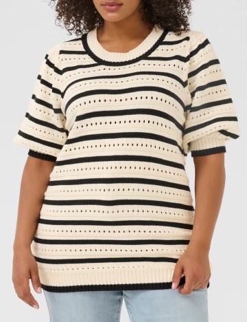 Bluza Kaffe Curve, crem/negru