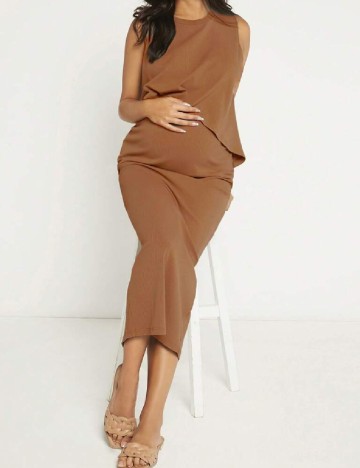 Rochie medie SHEIN Maternity, maro