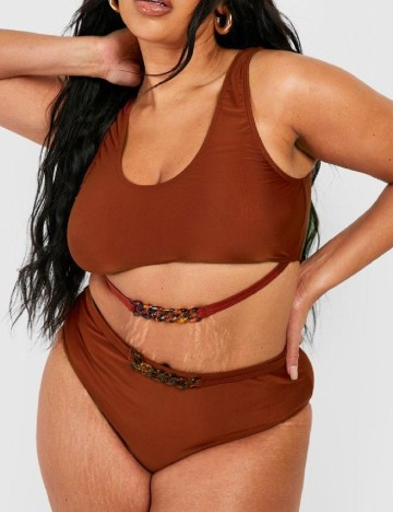 Costum de baie Boohoo Plus Size, maro