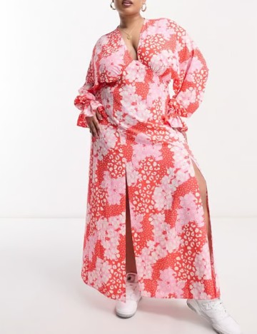 Rochie lunga ASOS Curve, roz