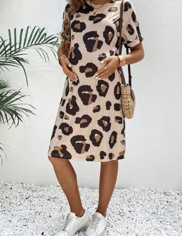 Rochie scurta SHEIN Maternity, maro