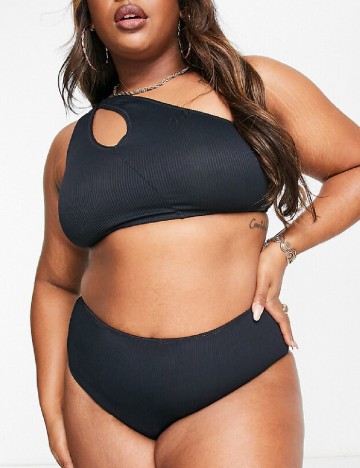 Chilot de  baie We Are We Wear Plus Size, negru/maro