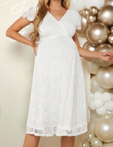 Rochie medie SHEIN Maternity, alb