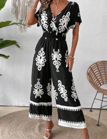 Salopeta SHEIN, negru/alb