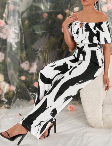 Salopeta SHEIN, alb/negru