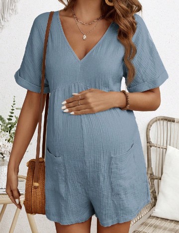 Salopeta SHEIN Maternity, albastru