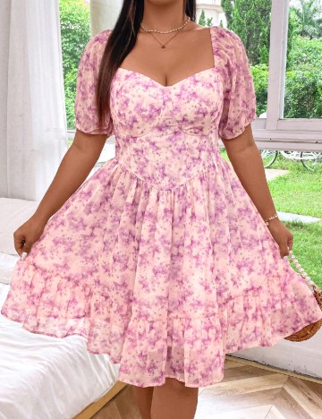 Rochie scurta SHEIN CURVE, roz