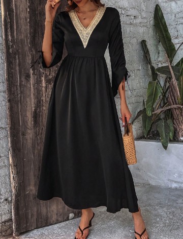 Rochie medie SHEIN, negru/crem