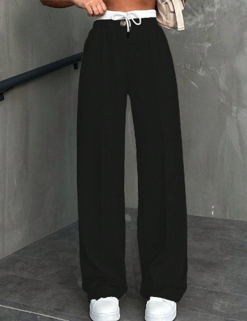 Pantaloni SHEIN, negru/alb