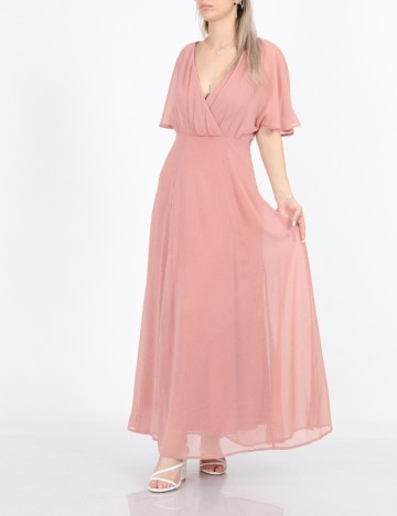 Rochie lunga Vila, roz pudra