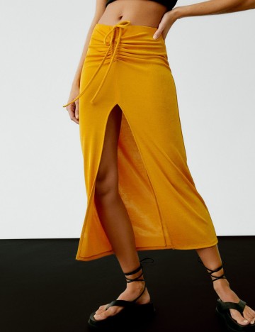 Fusta Bershka, galben, L