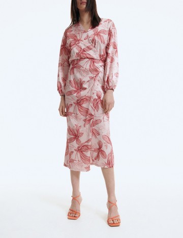 Rochie medie Reserved, roz pudra, S