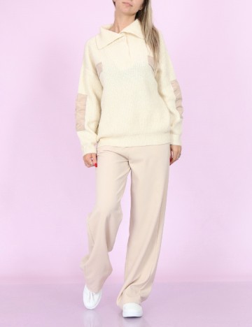 Pulover Pieces, ecru, M