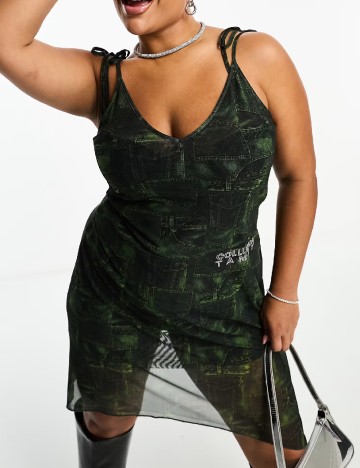 Rochie scurta Collusion Plus Size, verde