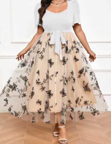 Rochie medie SHEIN CURVE, crem