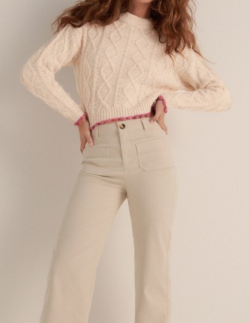 Pulover Reserved, crem, L