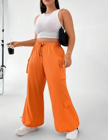 Pantaloni SHEIN CURVE, portocaliu Portocaliu