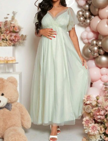 Rochie lunga SHEIN Maternity, verde