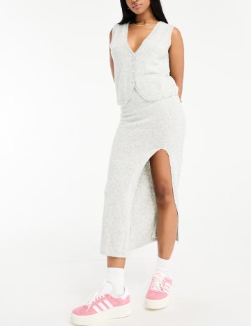 Fusta Pull&Bear, gri deschis