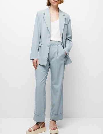 Pantaloni Pull&Bear, albastru deschis