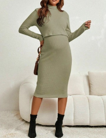 Rochie medie SHEIN Maternity, verde