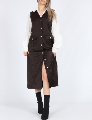 Rochie medie Vero Moda, maro inchis