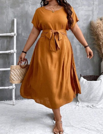 Rochie medie SHEIN CURVE, maro