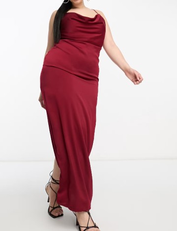 Rochie lunga NAANAA Plus Size, visiniu