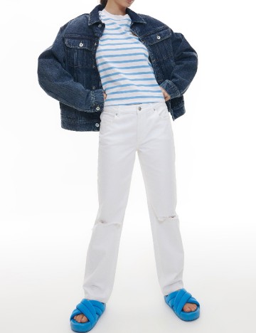 Tricou Reserved, alb/albastru