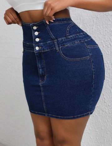 Fusta SHEIN CURVE, albastru