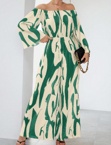 Salopeta SHEIN, ecru/verde