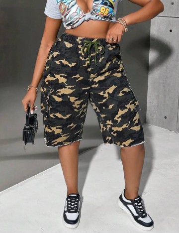 Pantaloni scurti SHEIN CURVE, army