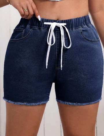 Pantaloni scurti SHEIN CURVE, bleumarin