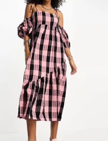 Rochie medie COLLUSION, negru/roz