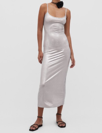 Rochie medie Stradivarius, argintiu