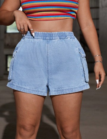 Pantaloni scurti SHEIN CURVE, albastru