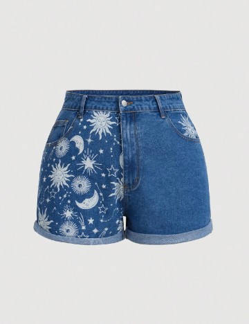 Pantaloni scurti SHEIN CURVE, albastru