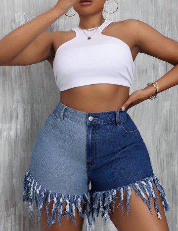 Pantaloni scurti SHEIN CURVE, albastru denim