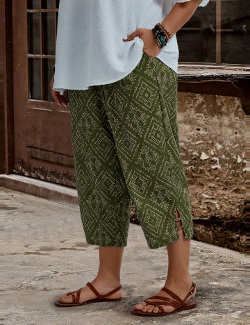 Pantaloni SHEIN CURVE, verde inchis