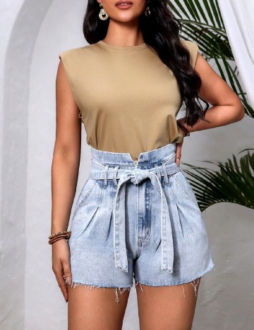 Pantaloni scurti SHEIN, albastru denim