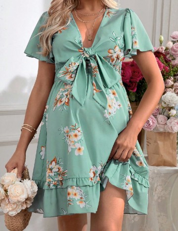 Rochie scurta SHEIN Maternity, verde