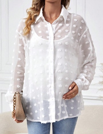 Camasa SHEIN Maternity, alb