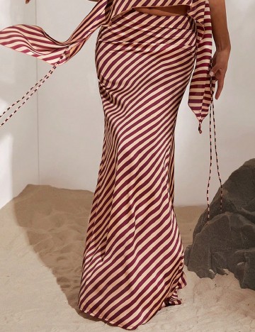 Fusta SHEIN, crem/visiniu