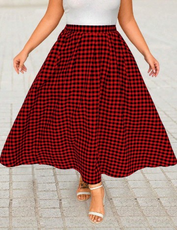 Fusta SHEIN CURVE, rosu/negru