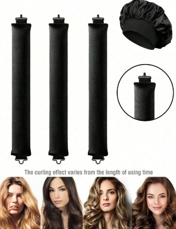 Set de ondulatoare fără caldura. 3 bucati SHEIN, negru