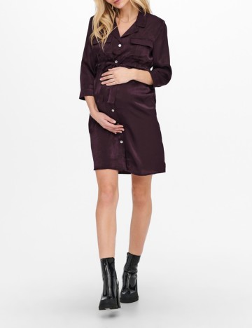 Rochie scurta Only Maternity, visiniu, XS