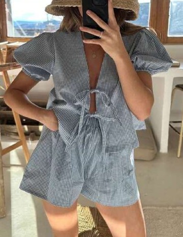 Compleu SHEIN, albastru/alb