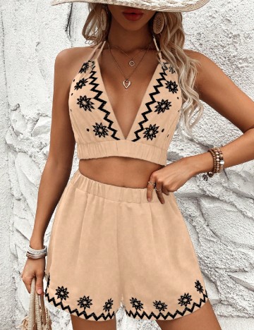 Compleu SHEIN, crem/negru