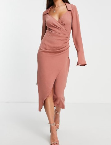Rochie medie ASOS, roz pudra